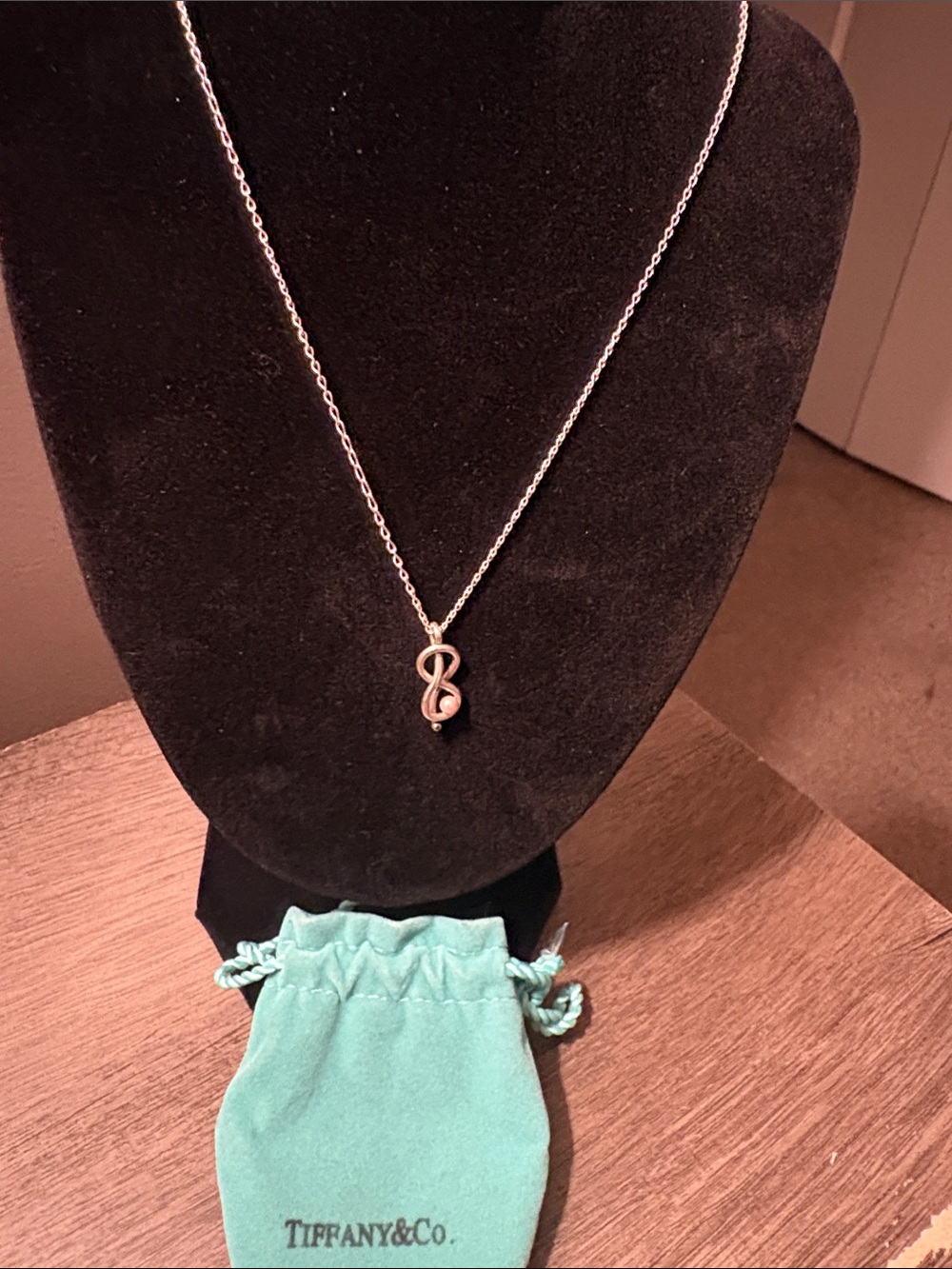 Tiffany & Co. Silver Treble Clef Pendant Necklace - Silver & Tiffany Blue Pouch